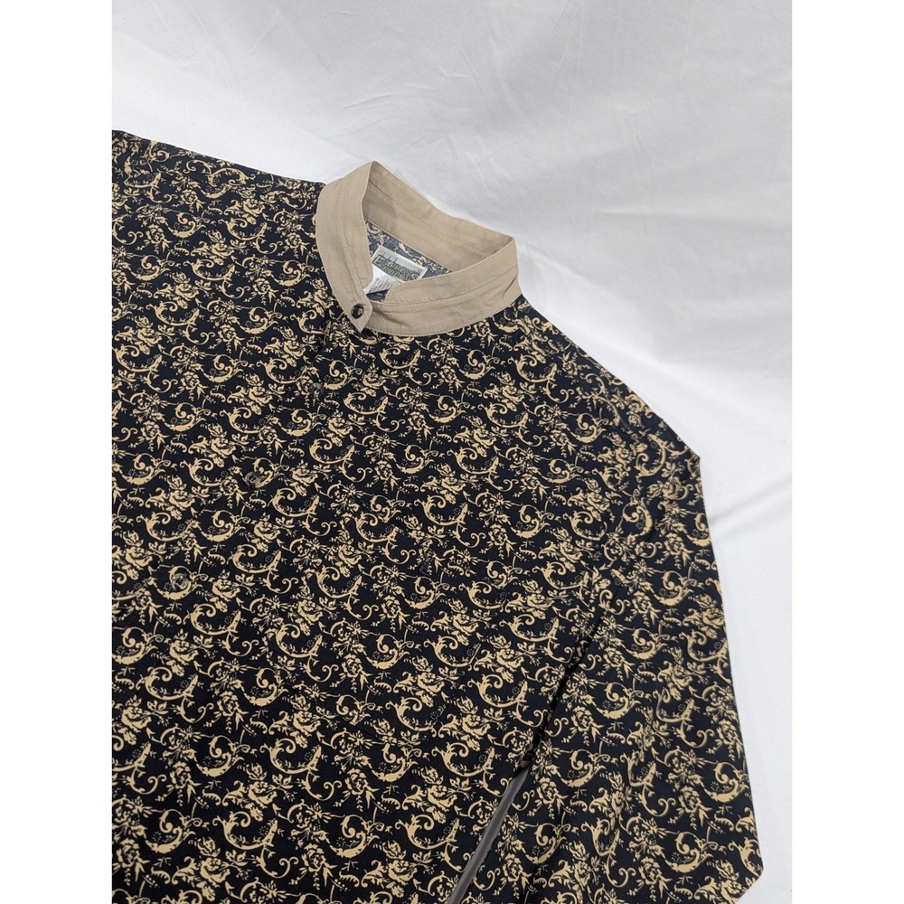 Vintage Express Riders Band Collar Slim Fit 2XL Long Tall Paisley Black Gold